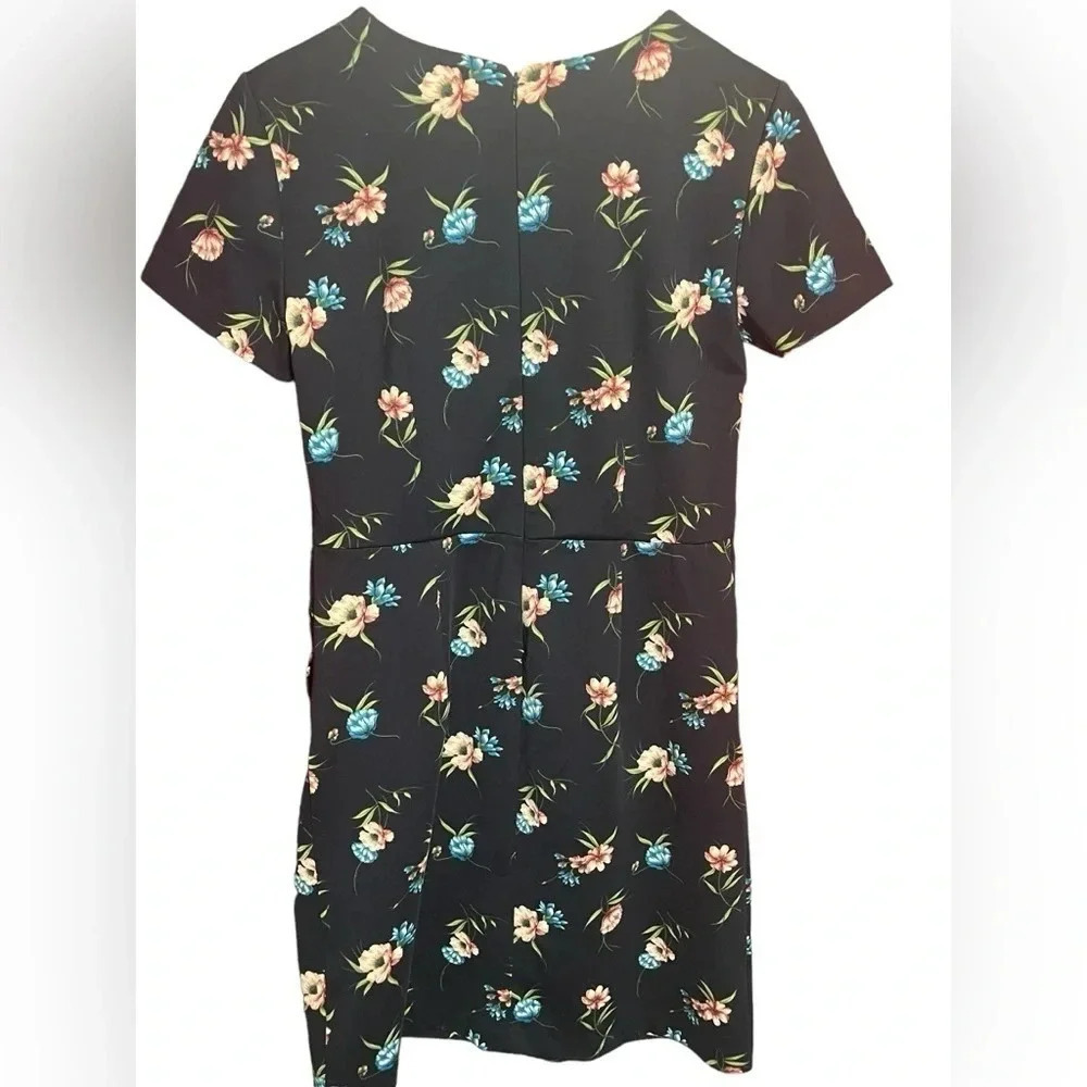 NWT Loft Outlet Floral Business Pleated waist Midi short Sleeve Office Size 2 - Picture 5 of 14